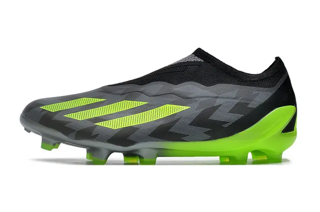Adidas Black Green Sock-Fit Knit Upper Asymmetrical Lacing Firm-Ground Soccer Shoes 8