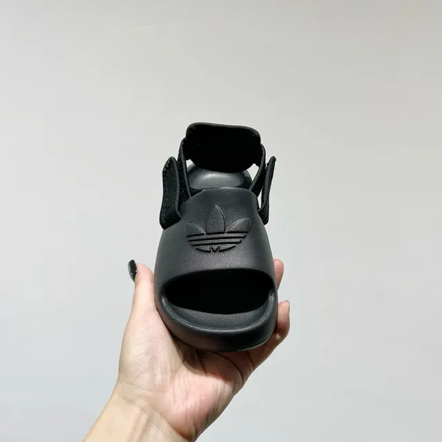 Adidas Black Molded Monochrome Sole Single Adjustable Strap Slippers 21
