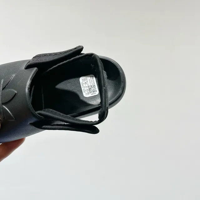 Adidas Black Molded Monochrome Sole Single Adjustable Strap Slippers 23