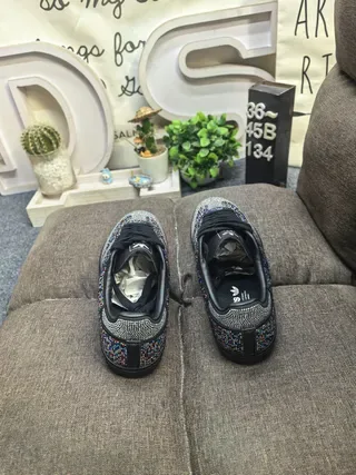 Adidas Black Silver Crystal-Embellished Three-Stripe Lifestyle Sneakers 8