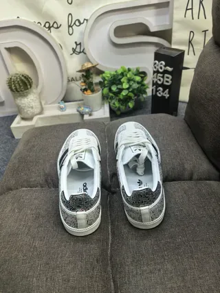 Adidas Black Silver Crystal-Embellished Three-Stripe Lifestyle Sneakers 18