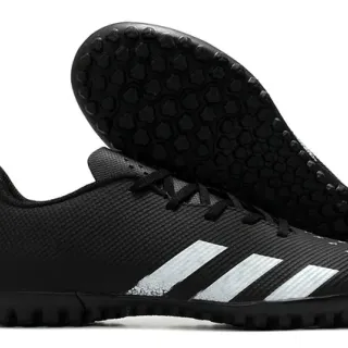 Adidas Black Silver Textured Synthetic Upper Low-Cut Collar Turf Soccer Shoes