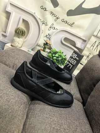 Adidas Black Three-Stripe Laceless Ballet Flats 9