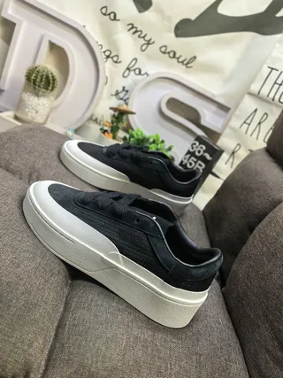 Adidas Black White Chunky Platform Sole Textured Upper Lifestyle Sneakers 7