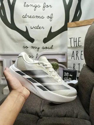 Adidas Black White Knit Upper Three-Stripe Branding Running Shoes 5