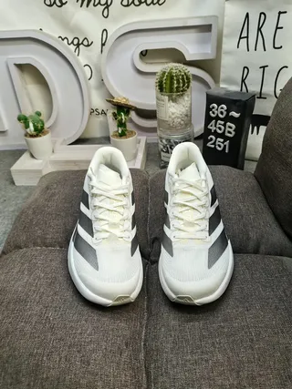 Adidas Black White Knit Upper Three-Stripe Branding Running Shoes 10