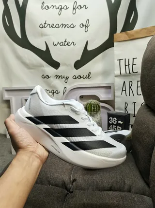 Adidas Black White Knit Upper Three-Stripe Branding Running Shoes 15