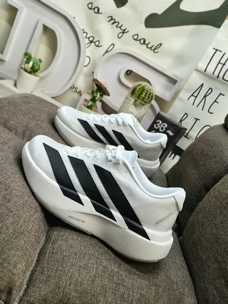 Adidas Black White Knit Upper Three-Stripe Branding Running Shoes 17