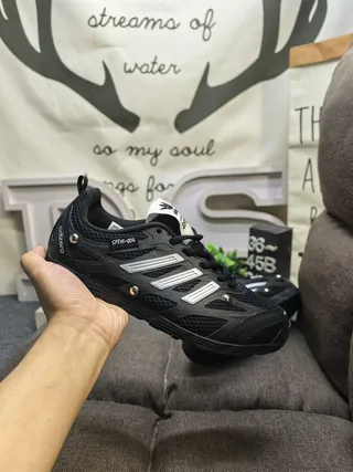 Adidas Black White Mesh Upper Three-Stripe Side Branding Lifestyle Sneakers 5