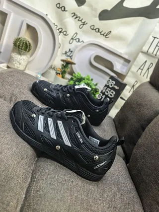 Adidas Black White Mesh Upper Three-Stripe Side Branding Lifestyle Sneakers 7
