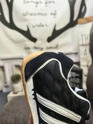 Adidas Black White Quilted Leather Upper Three-Stripe Side Panel Sneakers 3