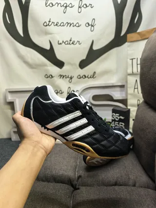 Adidas Black White Quilted Leather Upper Three-Stripe Side Panel Sneakers 5