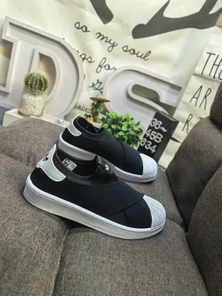 Adidas Black White Slip-On Elastic Strap Lifestyle Sneakers 9