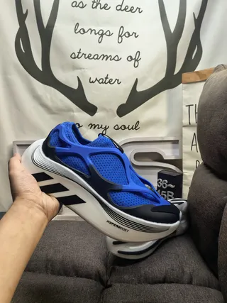 Adidas Blue Black Laceless Slip-On Perforated Mesh Upper Lifestyle Sneakers 5