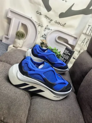 Adidas Blue Black Laceless Slip-On Perforated Mesh Upper Lifestyle Sneakers 9
