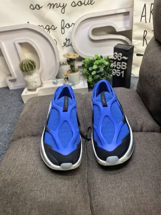 Adidas Blue Black Laceless Slip-On Perforated Mesh Upper Lifestyle Sneakers 10