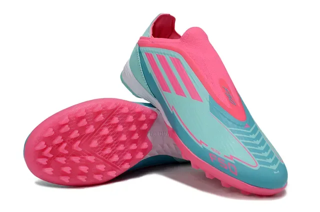 Adidas Bleu Rose Sock-Fit Collar Molded Rubber Studs Turf Chaussures de Football 4