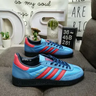 Adidas Blue Red Suede Upper Stitched Three Stripes Lifestyle Sneakers
