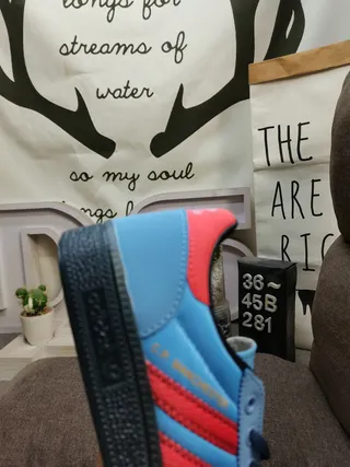 Adidas Blue Red Suede Upper Stitched Three Stripes Lifestyle Sneakers 3