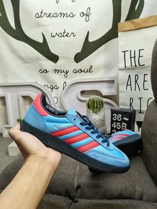 Adidas Blue Red Suede Upper Stitched Three Stripes Lifestyle Sneakers 5