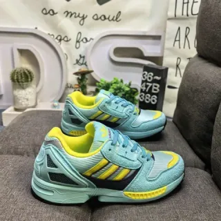 Adidas नीला पीला लेयर मेश और सूड अपर TPU केज ओवरले लाइफस्टाइल स्नीकर
