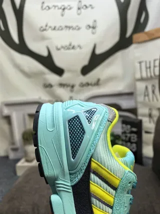 Adidas Blue Yellow Layered Mesh And Suede Upper TPU Cage Overlay Lifestyle Sneakers 3