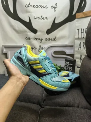 Adidas Blue Yellow Layered Mesh And Suede Upper TPU Cage Overlay Lifestyle Sneakers 5