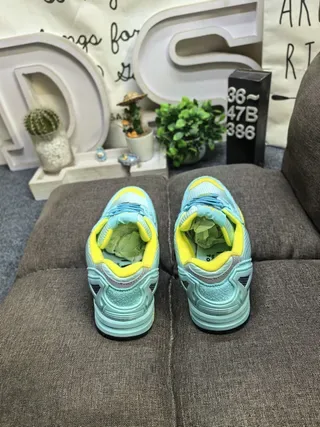 Adidas Blue Yellow Layered Mesh And Suede Upper TPU Cage Overlay Lifestyle Sneakers 8
