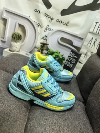Adidas Blue Yellow Layered Mesh And Suede Upper TPU Cage Overlay Lifestyle Sneakers 9
