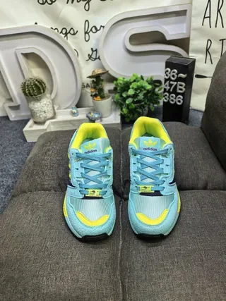 Adidas Blue Yellow Layered Mesh And Suede Upper TPU Cage Overlay Lifestyle Sneakers 10