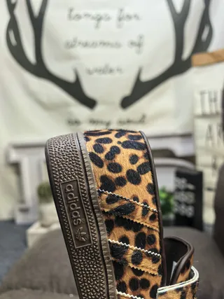 Adidas Brown Black Leopard-Print Haircalf Metal Strap Closure Loafer 3
