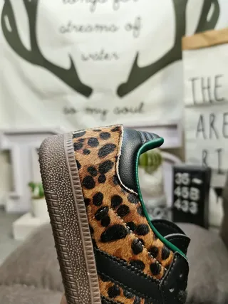 Adidas Brown Black Leopard-Print Upper Leather Stripes Lifestyle Sneakers 3
