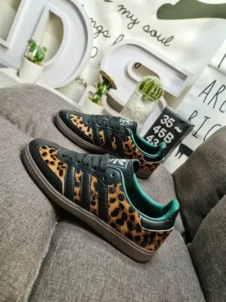 Adidas Brown Black Leopard-Print Upper Leather Stripes Lifestyle Sneakers 7