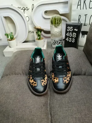 Adidas Brown Black Leopard-Print Upper Leather Stripes Lifestyle Sneakers 10