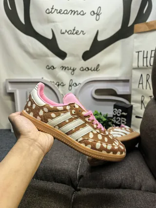 Adidas Brown Pink Polka-Dot Upper Lining And Laces Lifestyle Sneakers 5