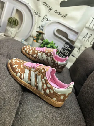 Adidas Brown Pink Polka-Dot Upper Lining And Laces Lifestyle Sneakers 7