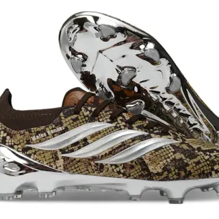 Adidas বাদামী রূপালী সাপের ত্বক প্রিন্ট উপর চ্রোম মেটালিক কেজ দৃঢ় গ্রাউন্ড ফুটবল জুতা