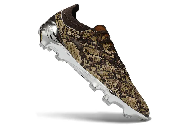 Adidas Marrom Prateado impressão de pele de serpente superior cromo metálico jaula campo firme calçado de futebol 2