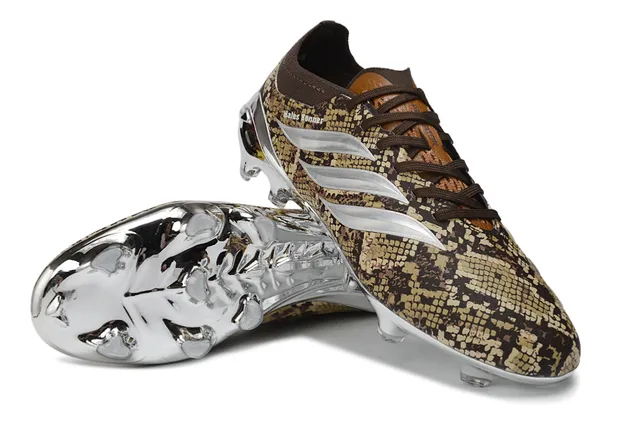 Adidas Marrom Prateado impressão de pele de serpente superior cromo metálico jaula campo firme calçado de futebol 4