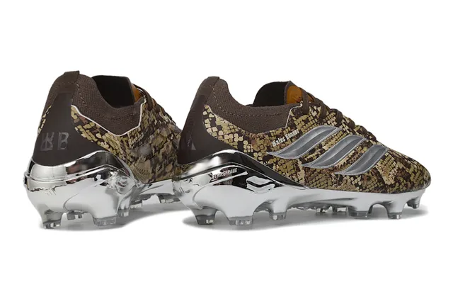 Adidas Marrom Prateado impressão de pele de serpente superior cromo metálico jaula campo firme calçado de futebol 5