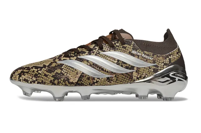 Adidas Marrom Prateado impressão de pele de serpente superior cromo metálico jaula campo firme calçado de futebol 7