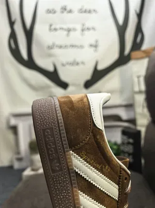 Adidas Brown White Suede Upper Three Stripes Lifestyle Sneakers 3