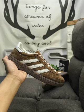 Adidas Brown White Suede Upper Three Stripes Lifestyle Sneakers 5