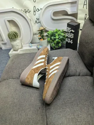 Adidas Brown White Suede Upper Three Stripes Lifestyle Sneakers 6