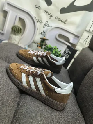 Adidas Brown White Suede Upper Three Stripes Lifestyle Sneakers 7