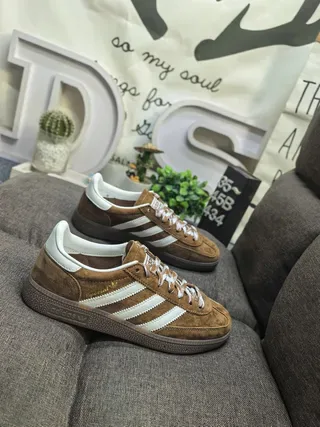 Adidas Brown White Suede Upper Three Stripes Lifestyle Sneakers 9