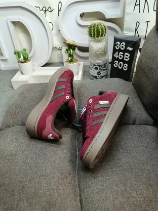 Adidas Burgundy Brown Corduroy Upper Three-Stripe Side Panel Lifestyle Sneakers 6