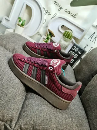 Adidas Burgundy Brown Corduroy Upper Three-Stripe Side Panel Lifestyle Sneakers 7