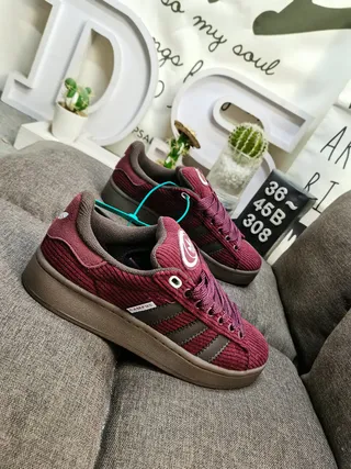 Adidas Burgundy Brown Corduroy Upper Three-Stripe Side Panel Lifestyle Sneakers 9