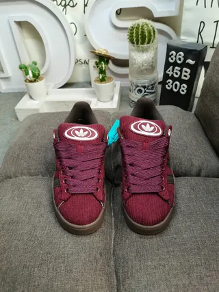 Adidas Burgundy Brown Corduroy Upper Three-Stripe Side Panel Lifestyle Sneakers 10